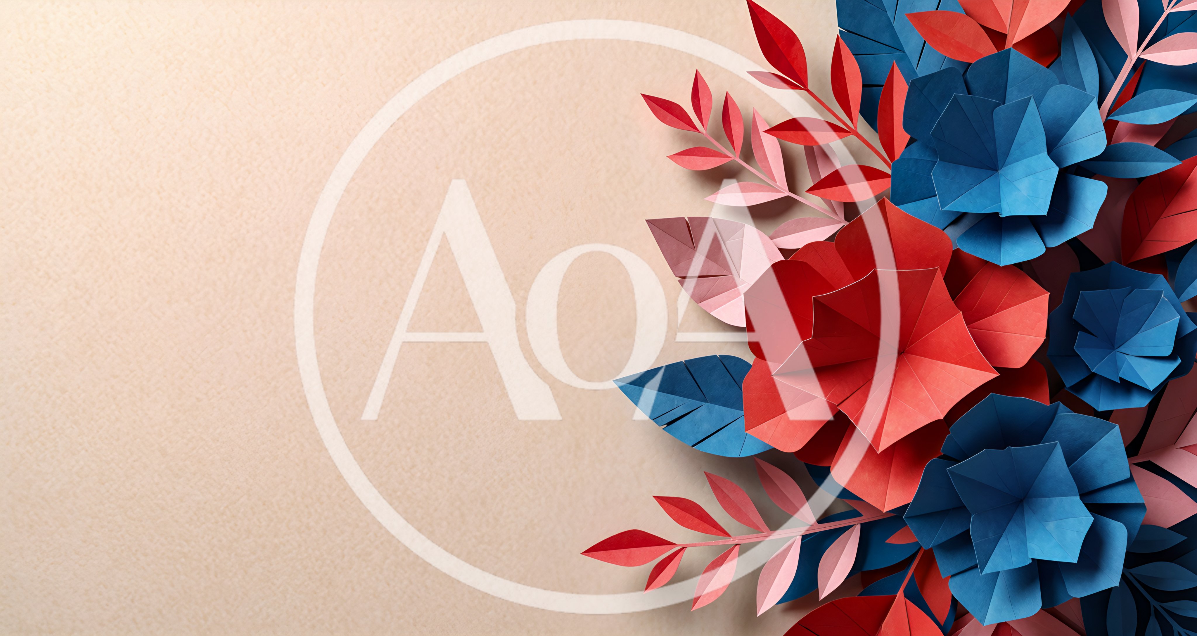 Paper Craft Flowers And Leaves On Beige Background
