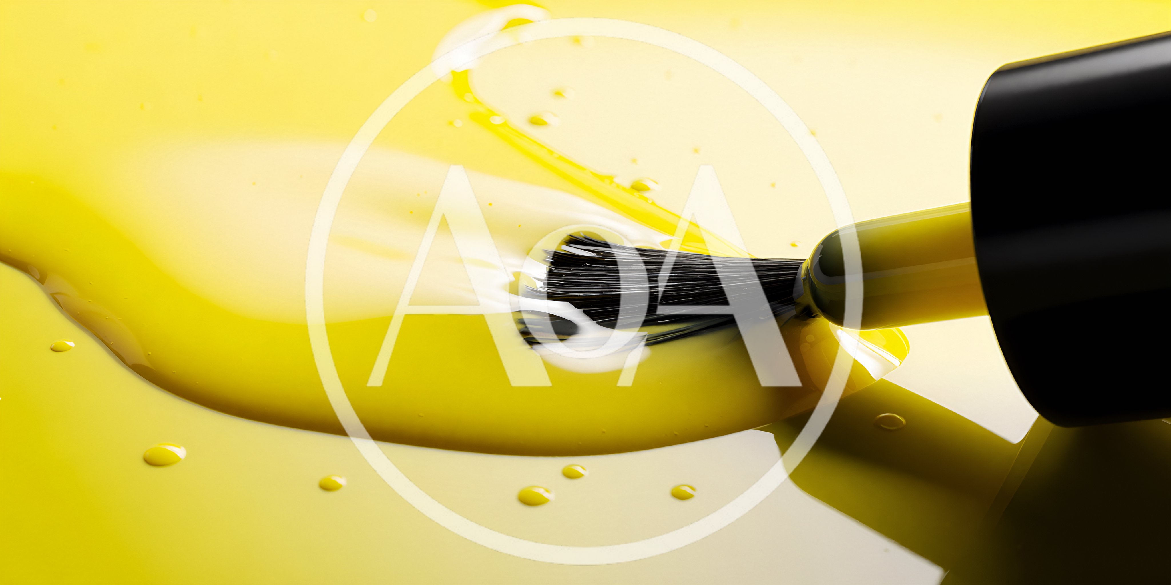 Yellow Nail Polish Brush With Liquid Spill