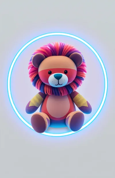 Colorful Lion Teddy Bear Inside Neon Ring