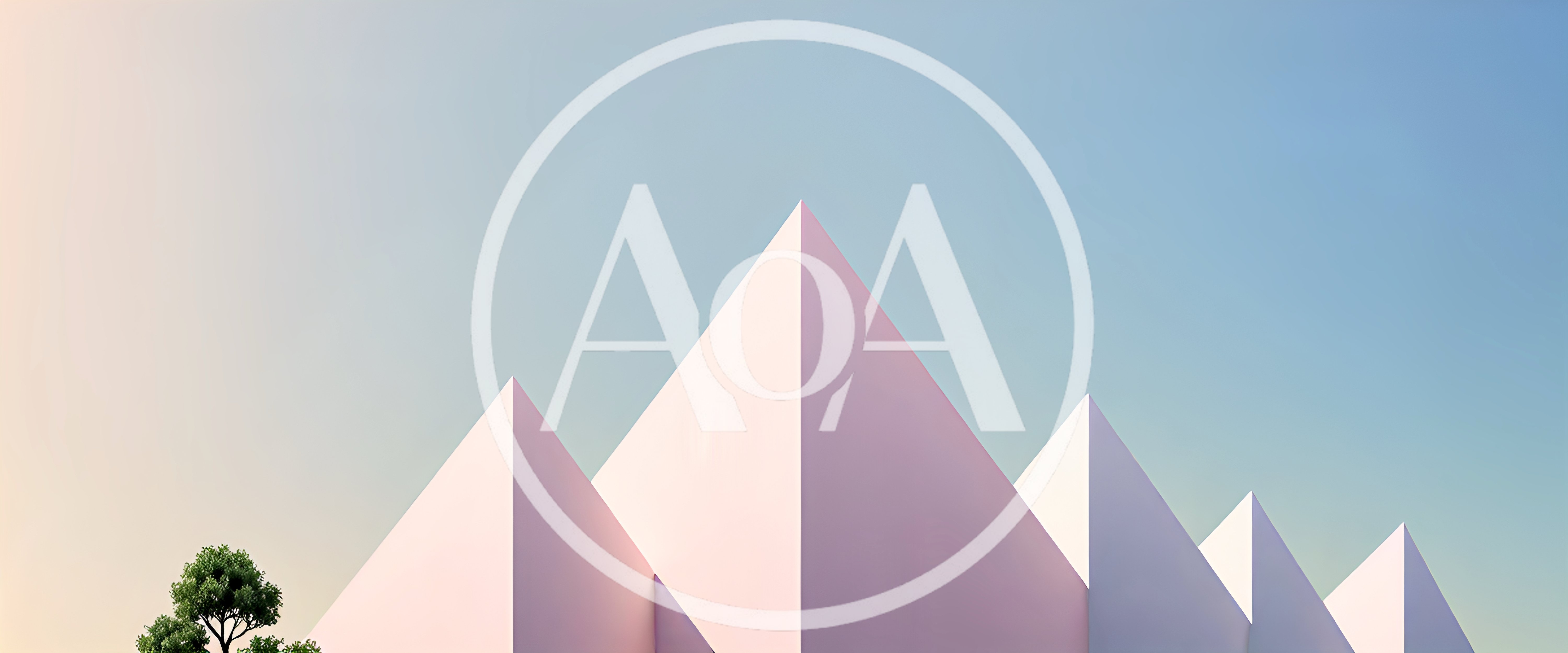 Minimalist Pink Geometric Pyramids Against Clear Blue Sky