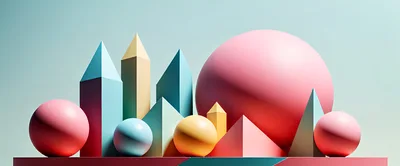 Abstract 3D Geometric Shapes Composition