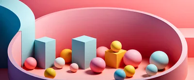 Abstract 3D Geometric Shapes In Pastel Colors