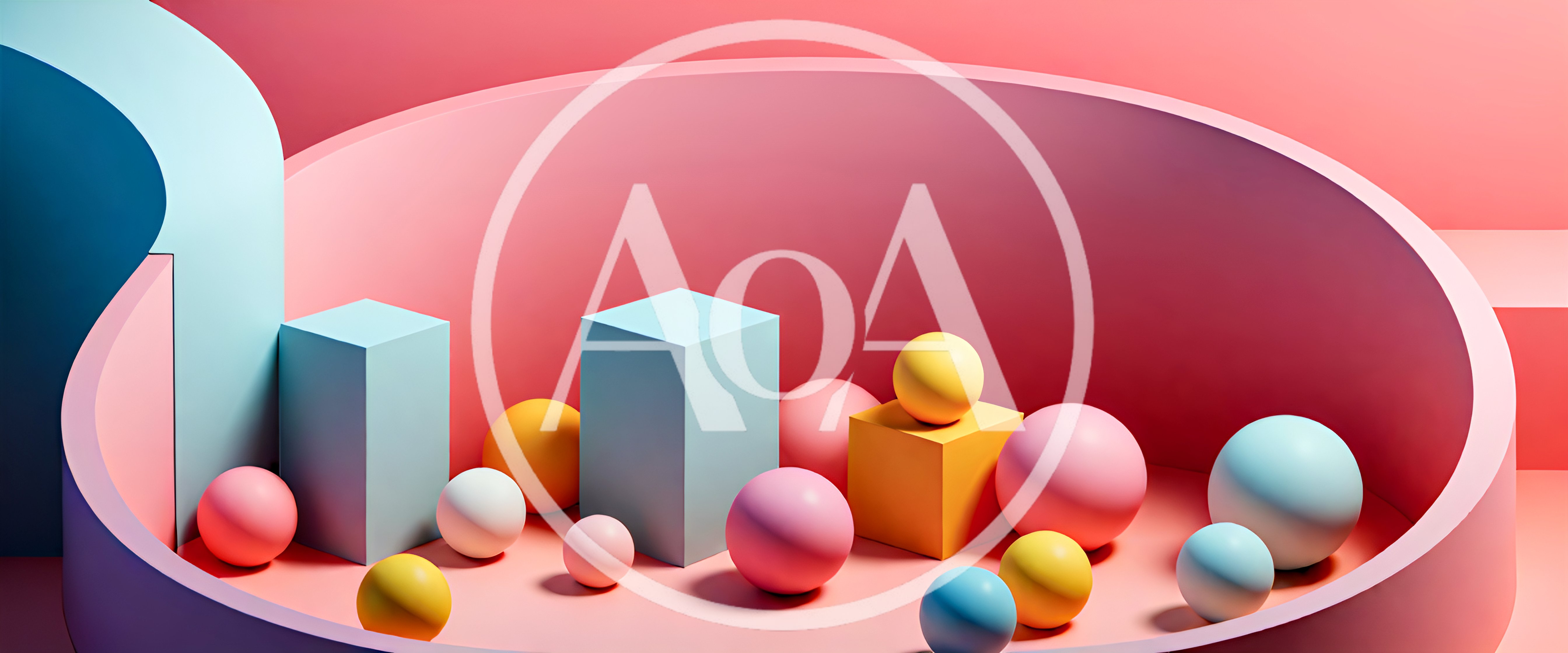 Abstract 3D Geometric Shapes In Pastel Colors