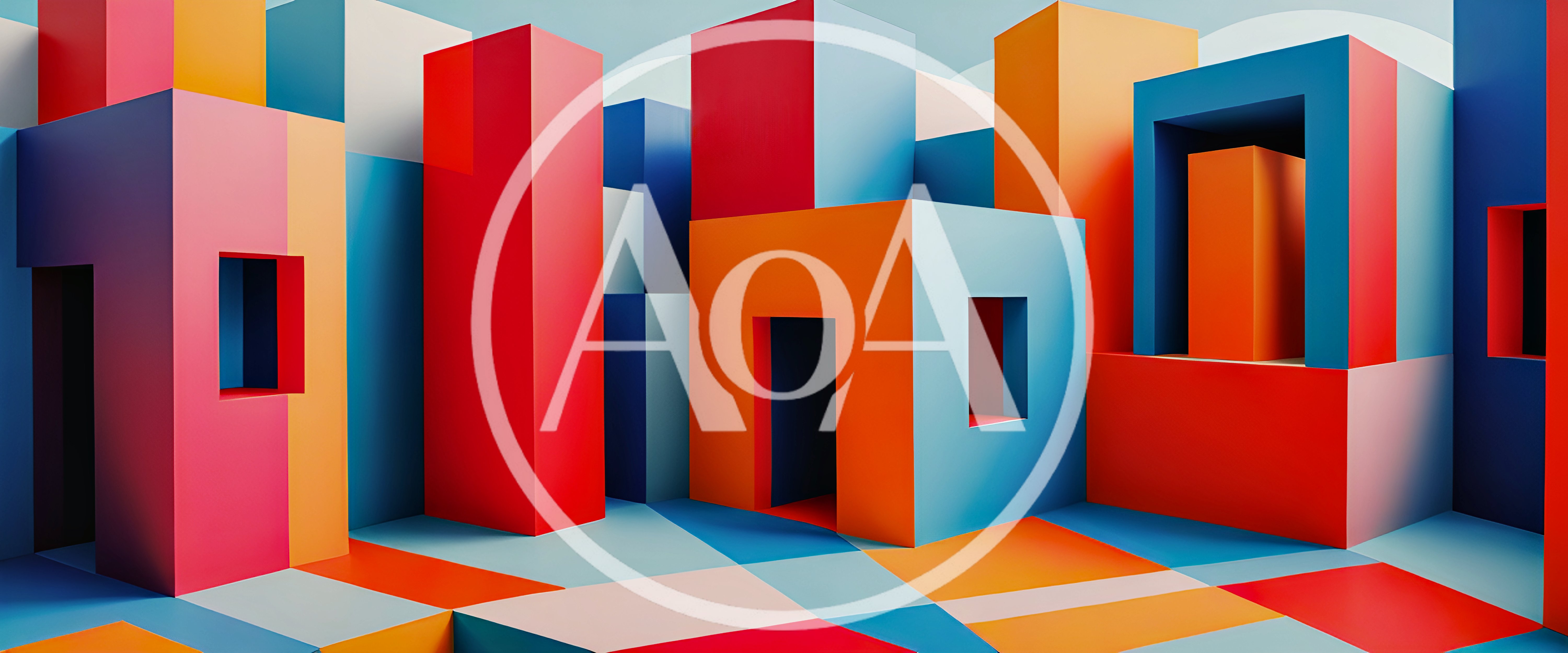 Abstract Geometric Architecture With Vibrant Colorful Blocks