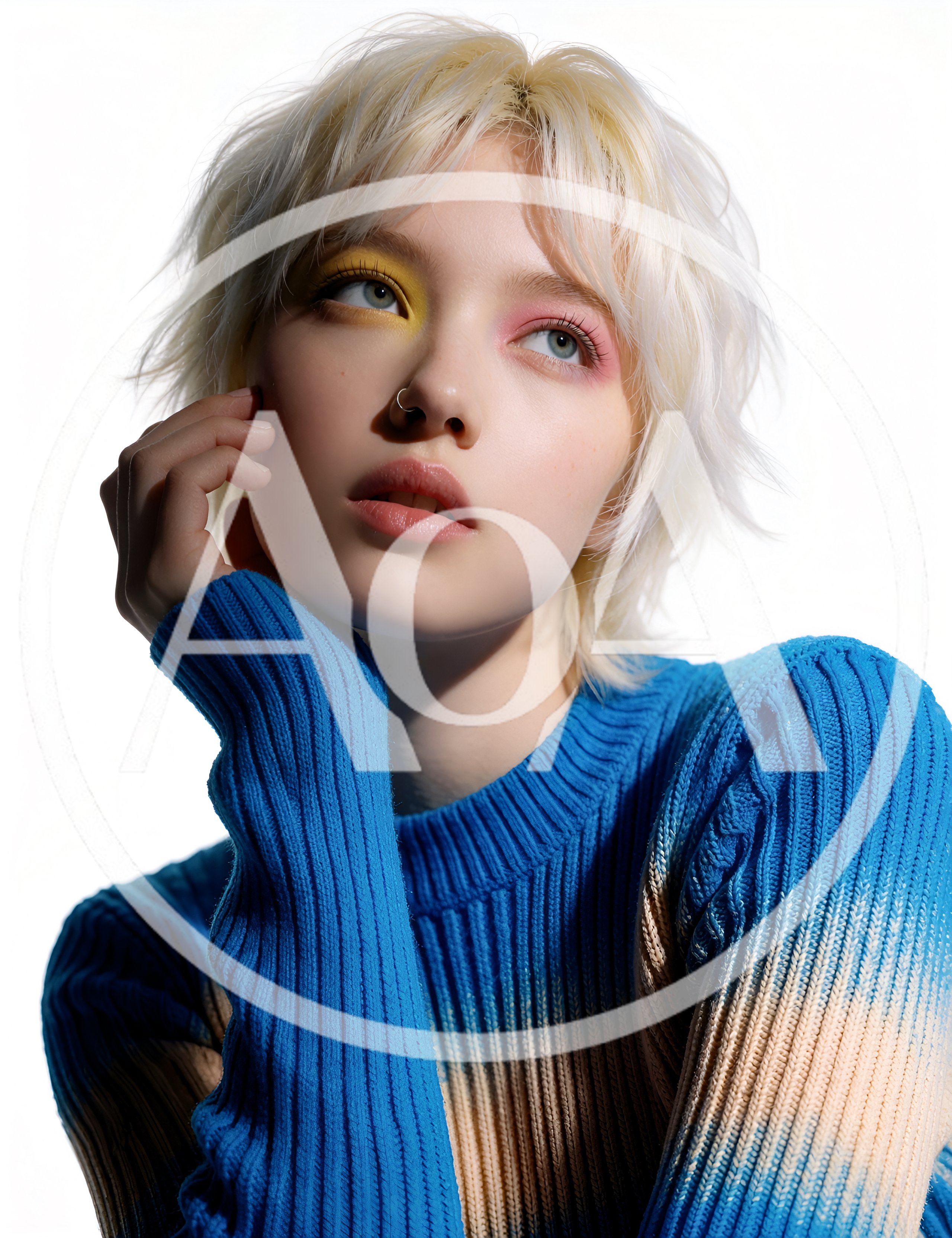 Portrait Of A Young Woman With Colorful Eye Makeup