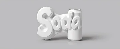 White Soda Can With Embossed Soda Typography