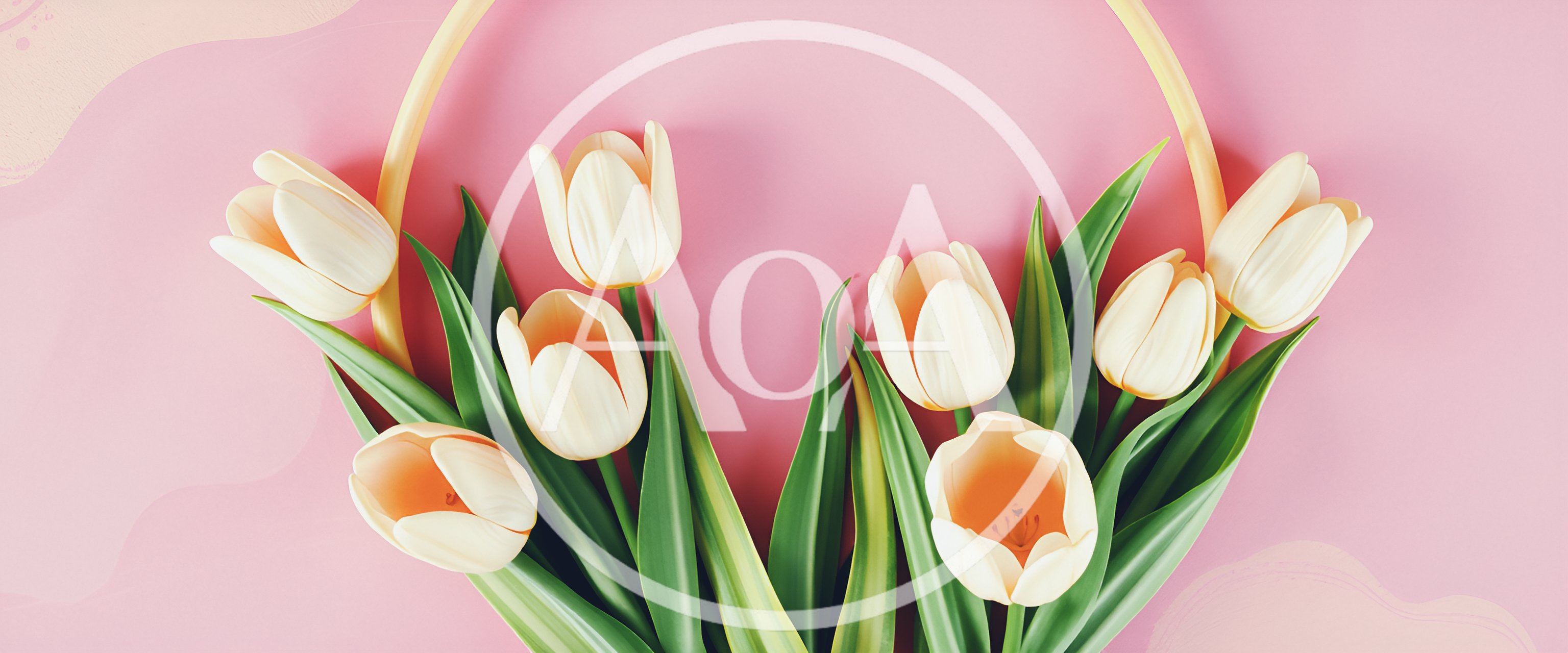 Cream Tulips Arranged Around A Circular Frame