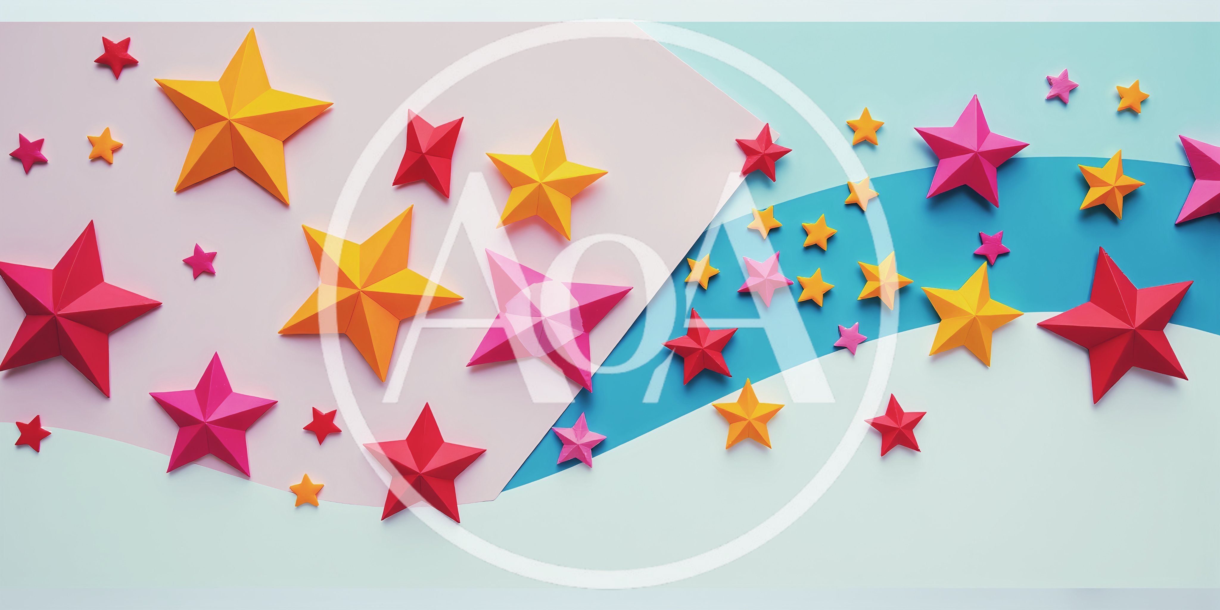 Paper Origami Stars On Pastel Background