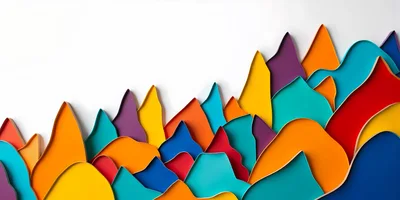 Abstract Layered Paper Cutout Mountain Landscape