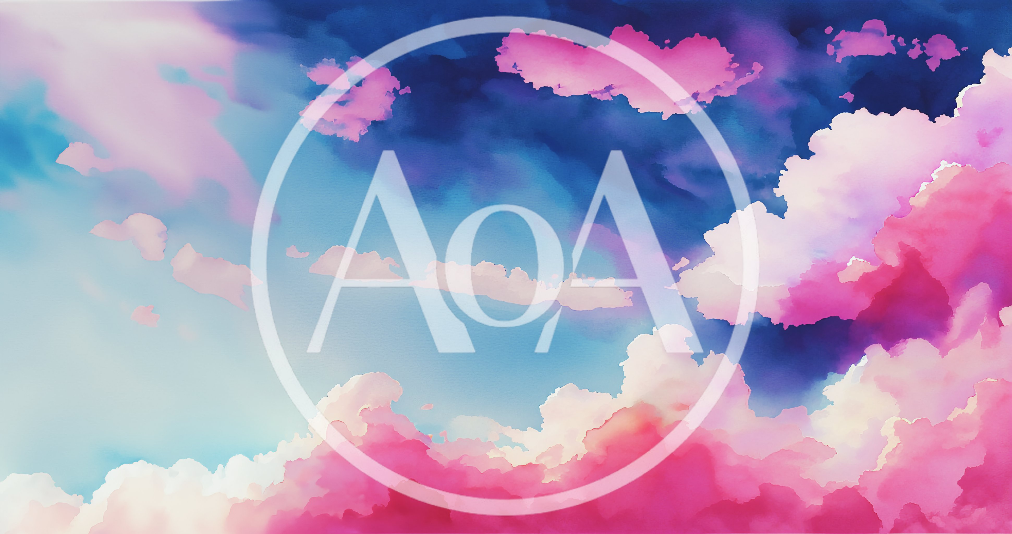 Watercolor Painting Of Vibrant Pink And Blue Clouds