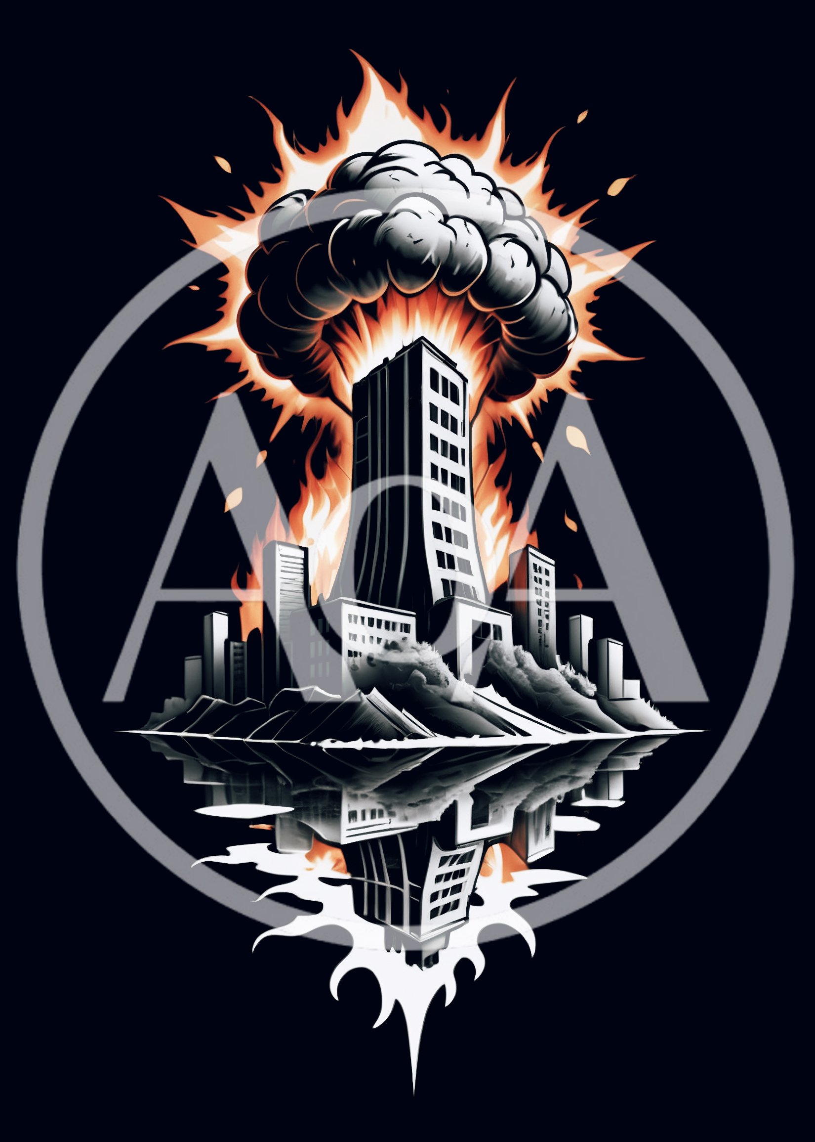 Exploding Skyscraper Cityscape Illustration