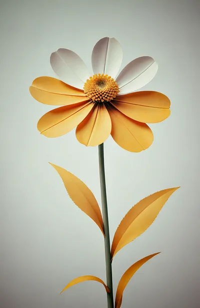 Minimalist Digital Illustration Of A Two Toned Flower