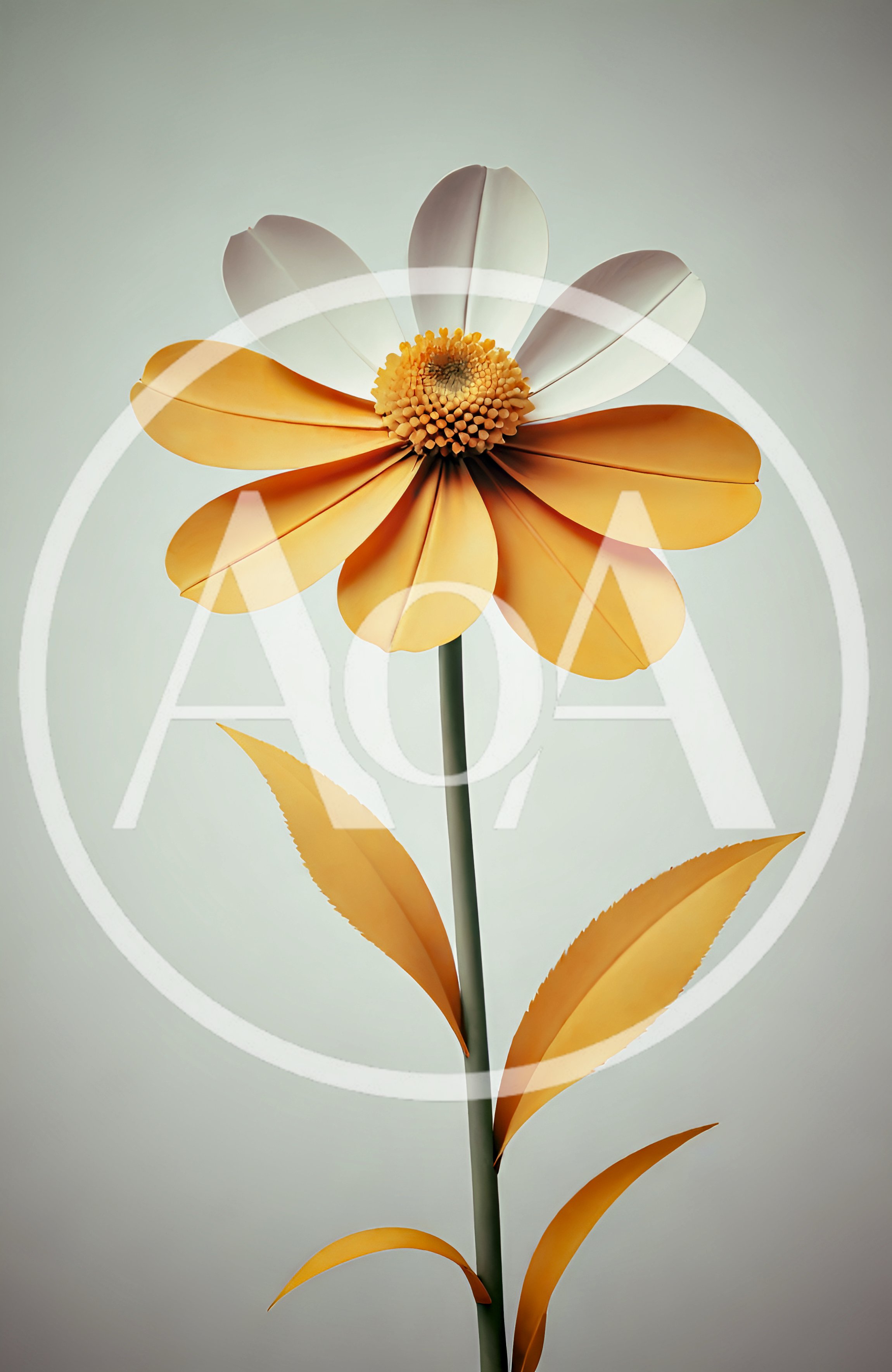 Minimalist Digital Illustration Of A Two Toned Flower