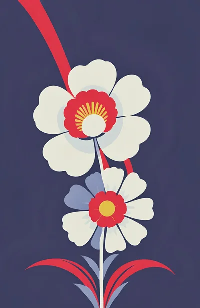 Minimalist Floral Illustration With Stylized Flowers