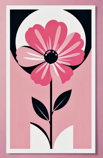 Minimalist Graphic Illustration Of A Pink Flower