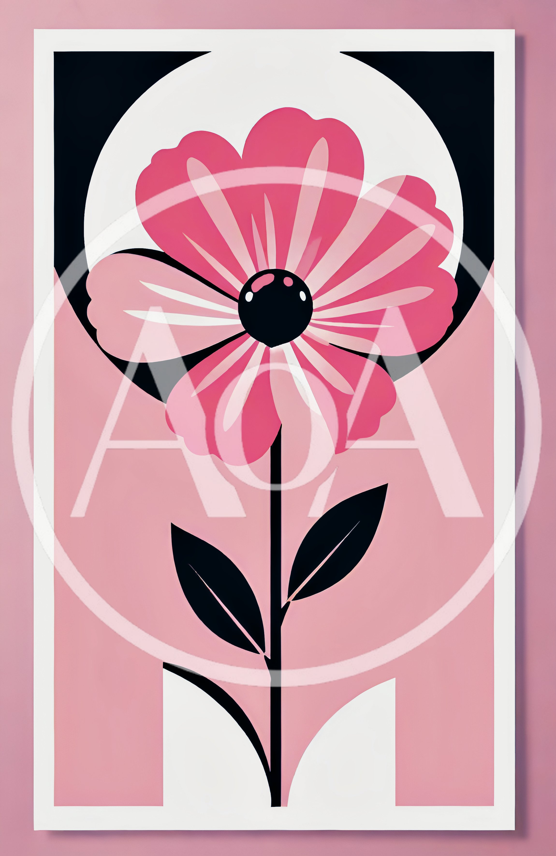 Minimalist Graphic Illustration Of A Pink Flower