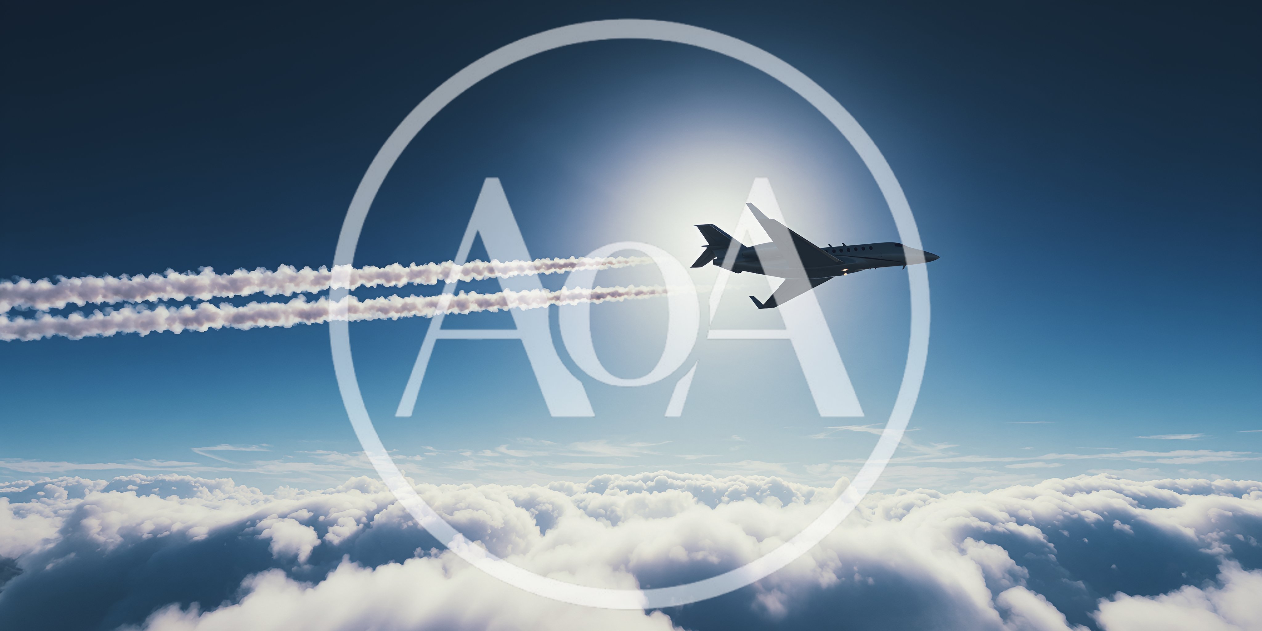 Private Jet Flying Above Clouds With Contrails