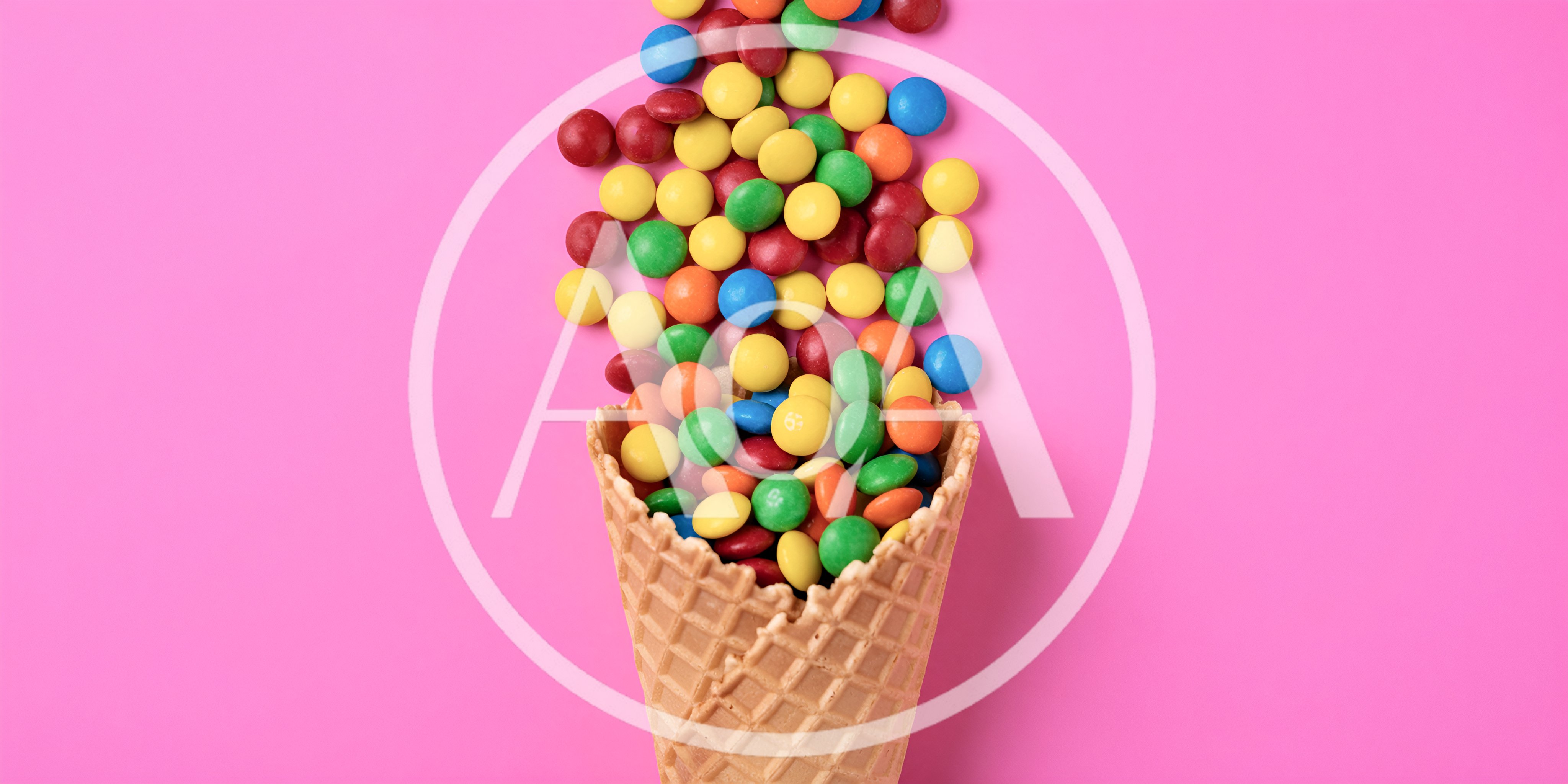 Waffle Cone Filled With Colorful Chocolate Candies