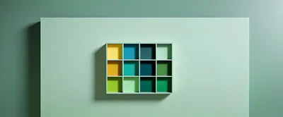 Minimalist Wall Shelf With Colorful Square Compartments