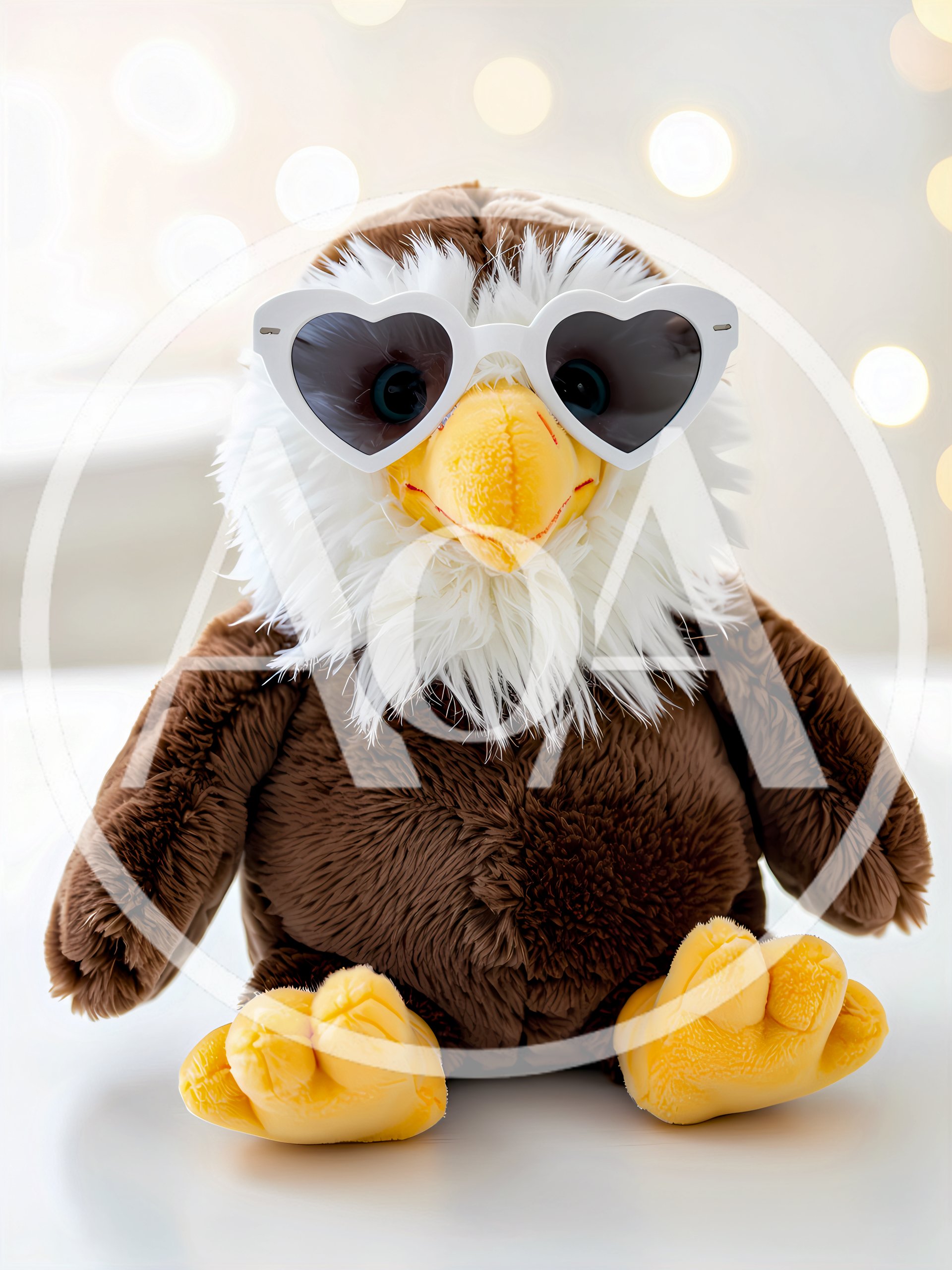 Plush Eagle Toy Wearing Heart Shaped Sunglasses