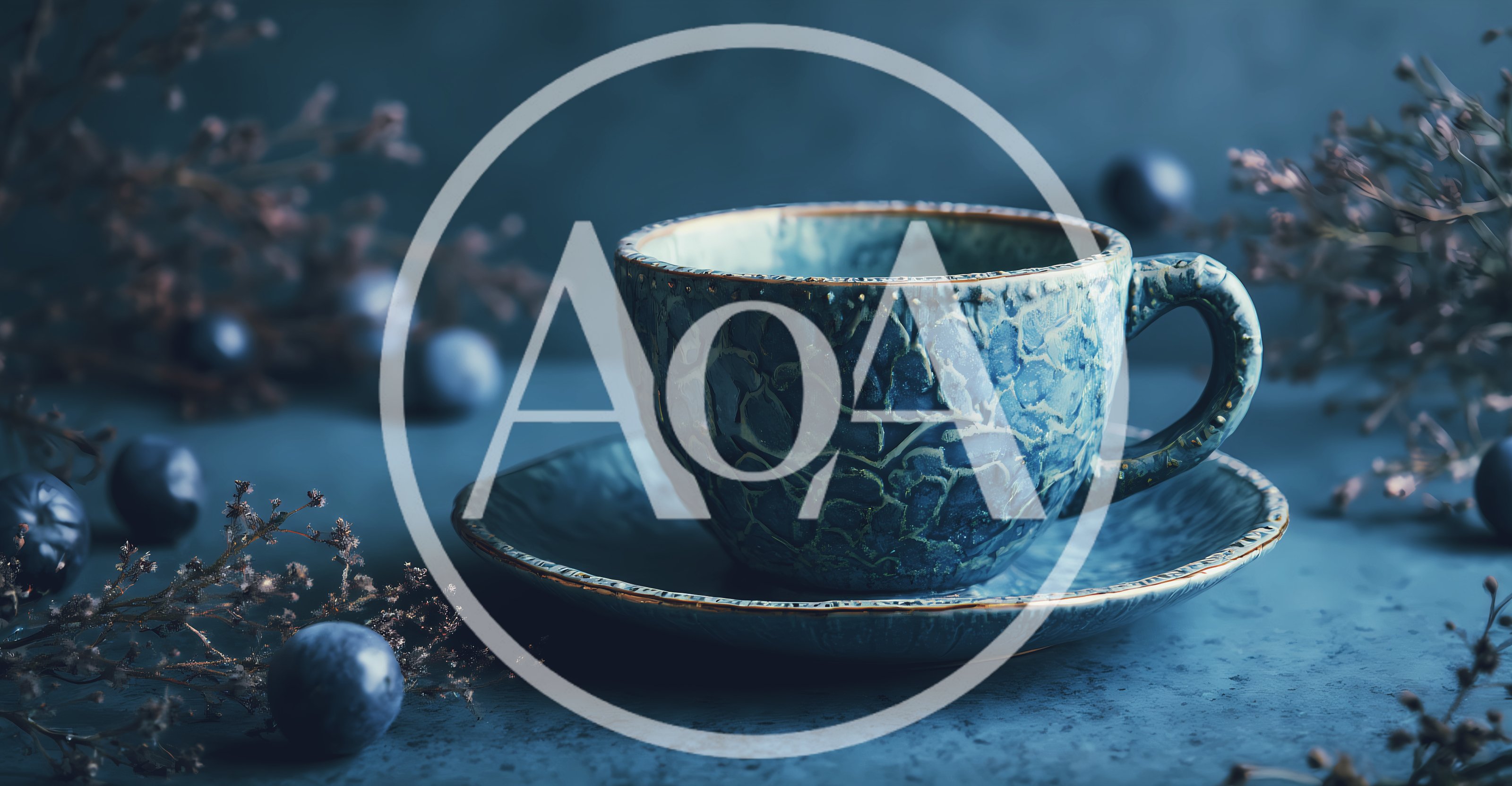 Textured Blue Ceramic Tea Cup On Matching Saucer