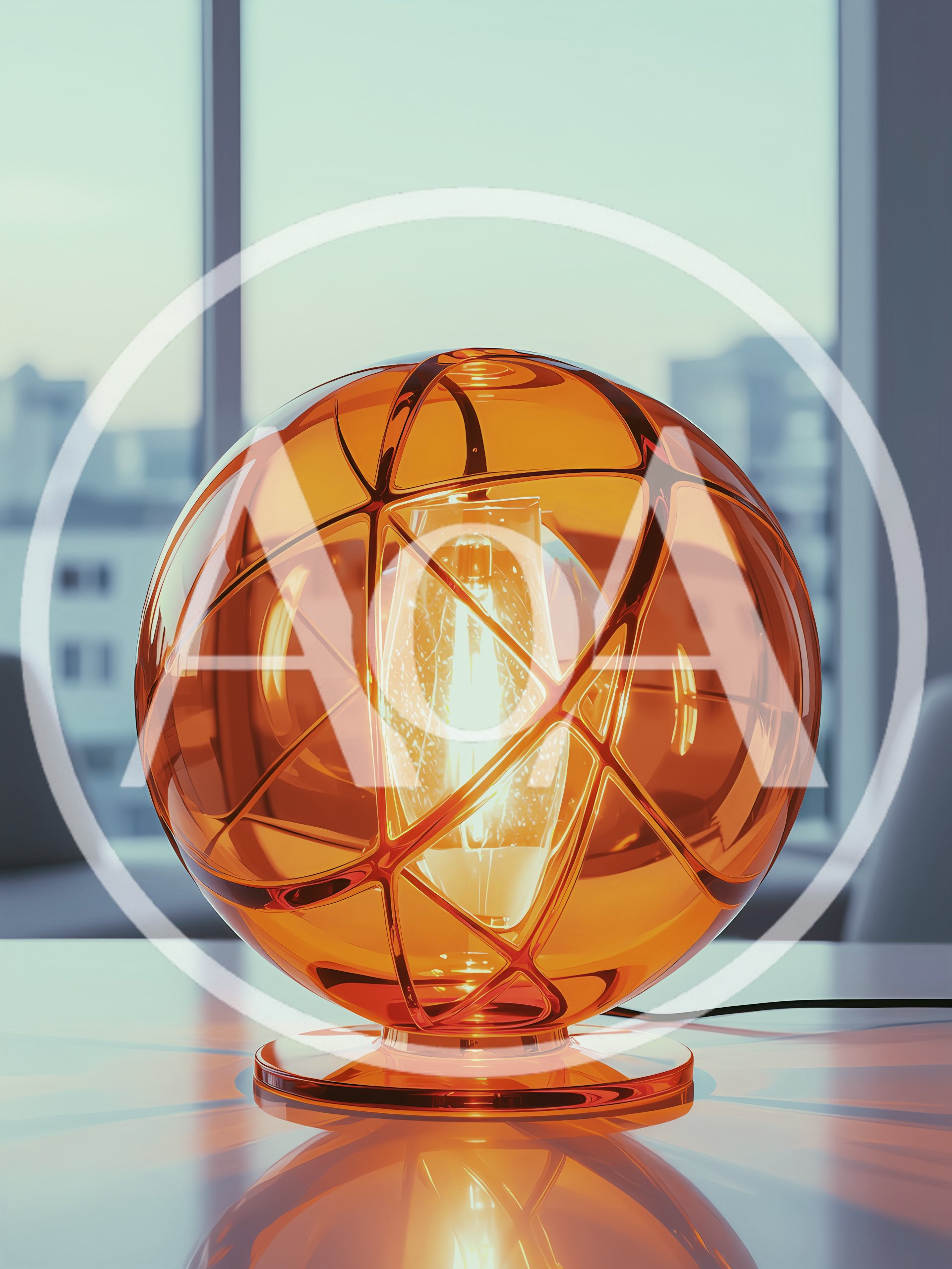 Modern Amber Glass Sphere Table Lamp