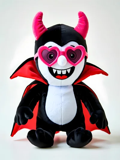 Plush Vampire Toy With Heart Shaped Glasses