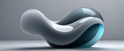 Abstract Fluid Sculpture With Glowing Blue Accents
