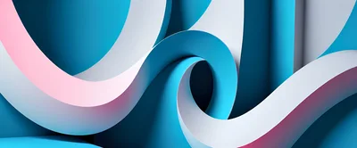 Abstract 3D Rendered Blue And White Wavy Shapes