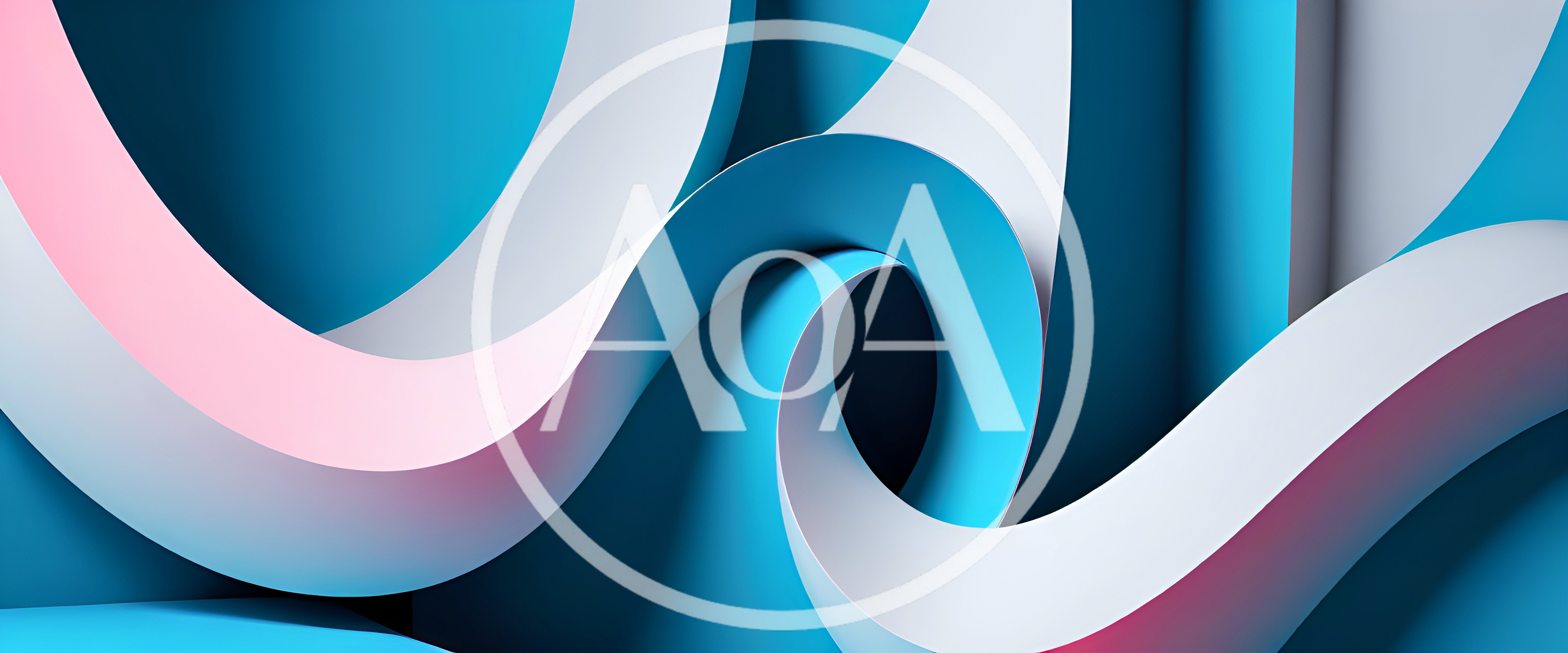 Abstract 3D Rendered Blue And White Wavy Shapes