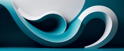 Abstract 3D Wave Forms in Teal and White
