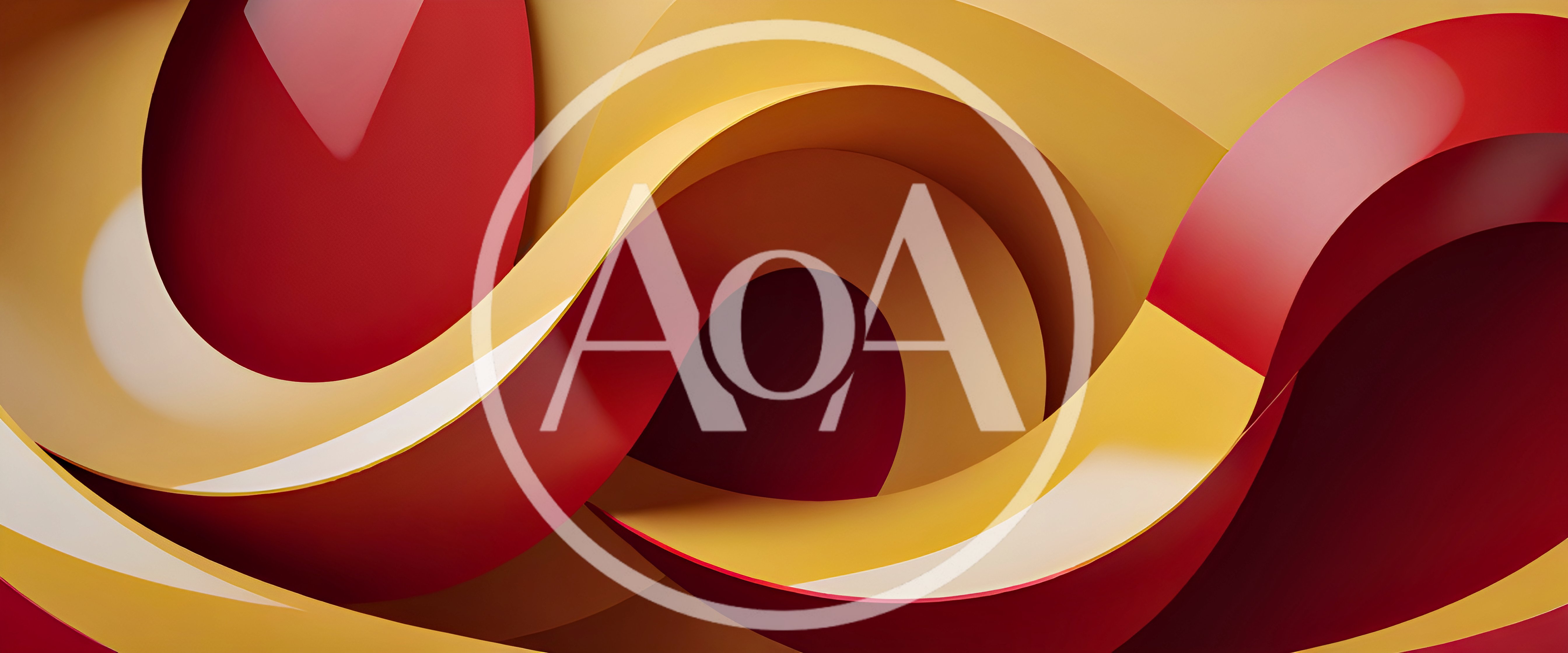 Abstract 3D Rendered Red And Gold Wavy Shapes