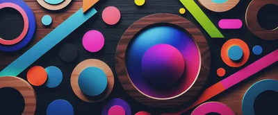 Abstract Geometric Shapes On Dark Wood Background