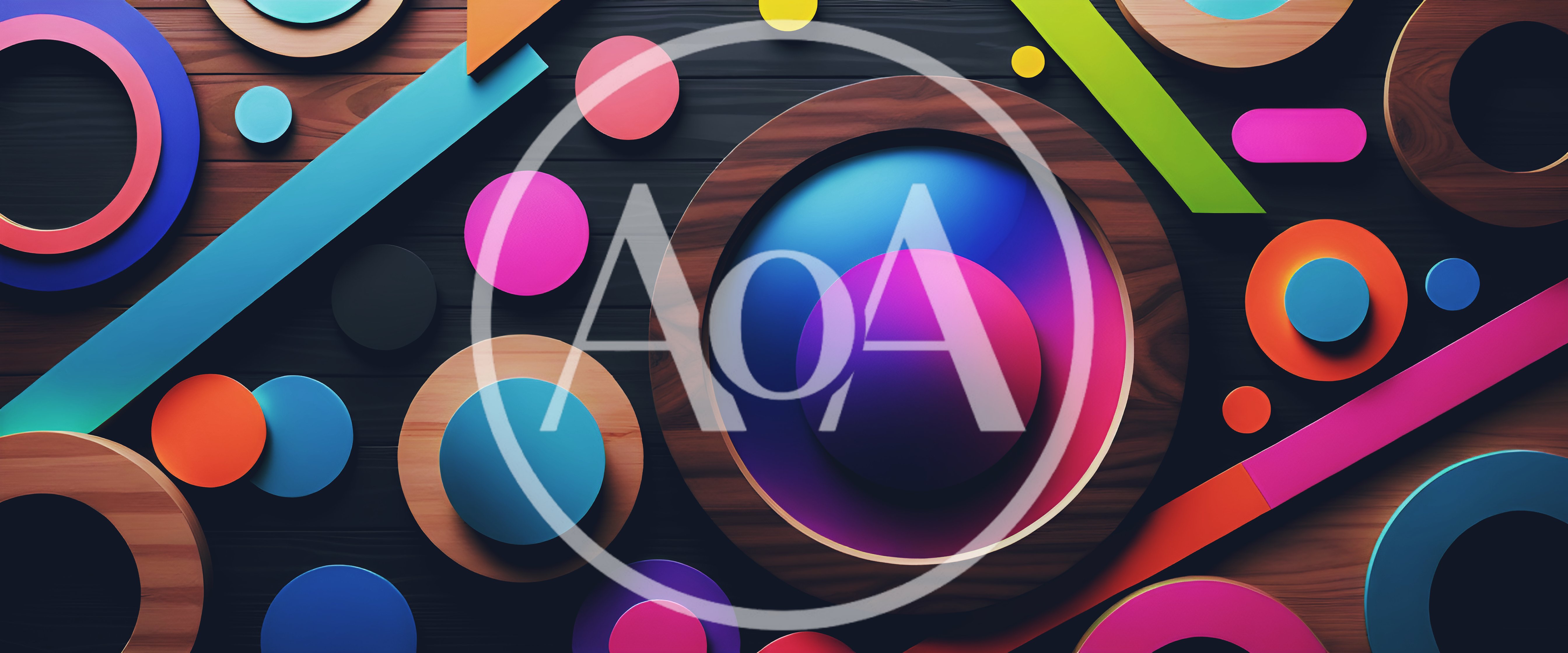 Abstract Geometric Shapes On Dark Wood Background