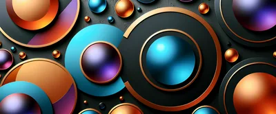 Abstract 3D Spheres With Metallic Rings Background