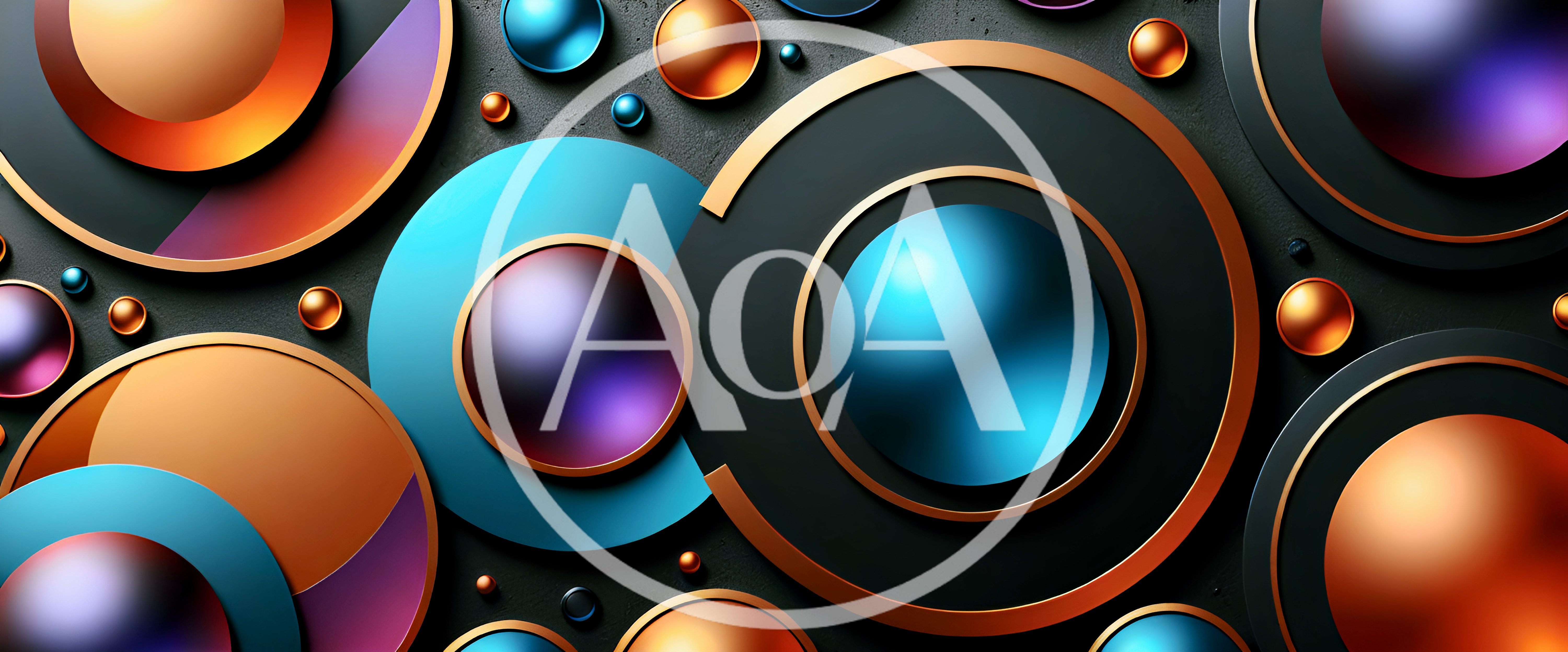 Abstract 3D Spheres With Metallic Rings Background