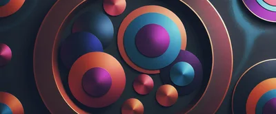 Abstract Geometric Composition With Overlapping Metallic Circles