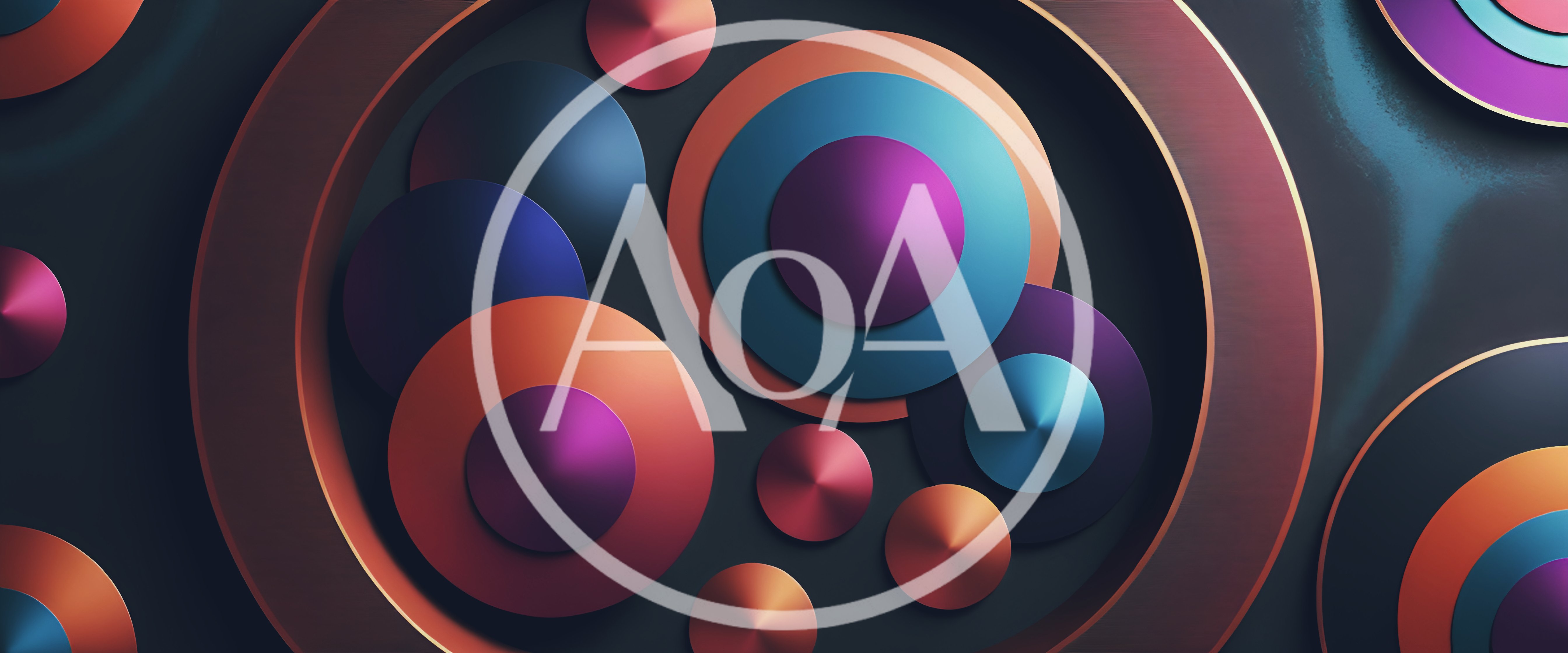 Abstract Geometric Composition With Overlapping Metallic Circles