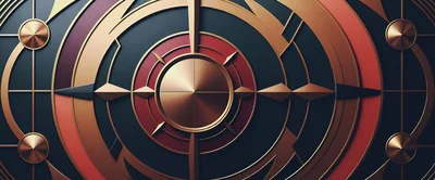 Abstract Geometric Circular Pattern With Metallic Gold Accents