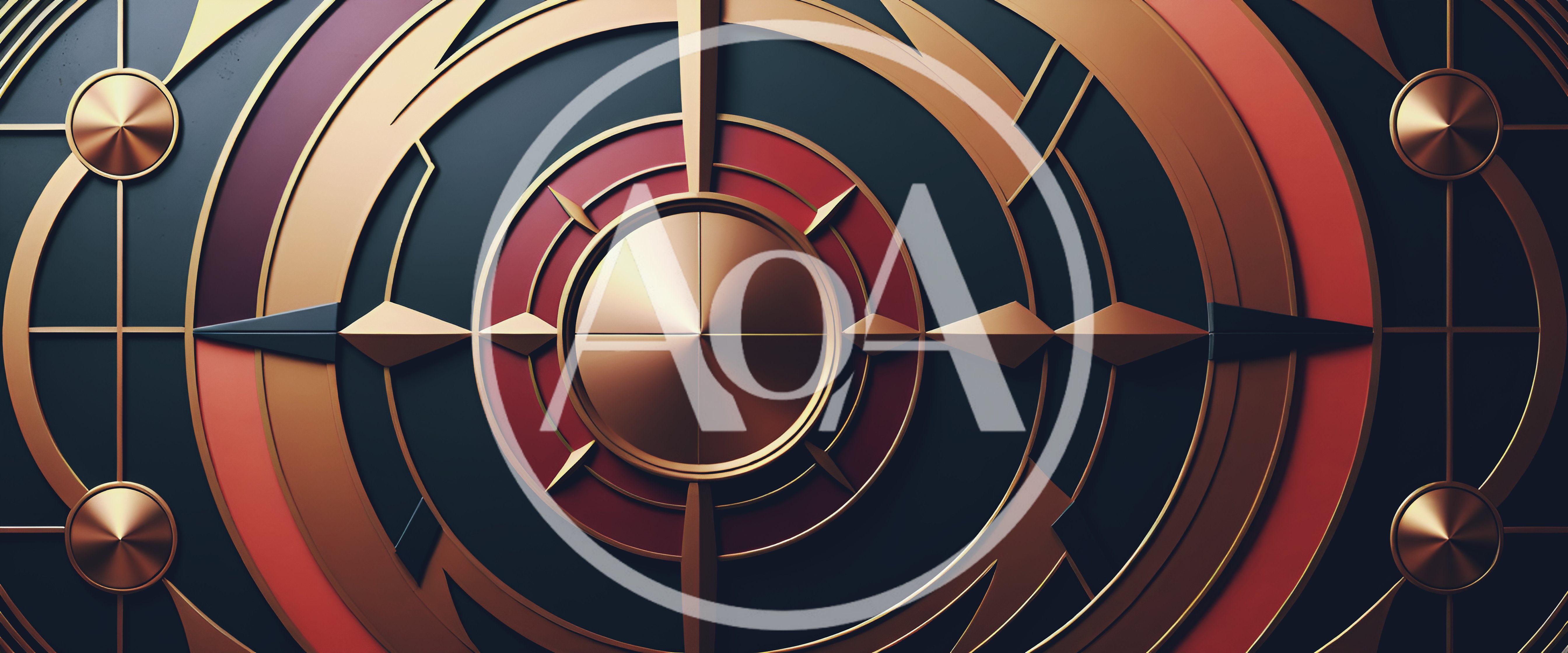 Abstract Geometric Circular Pattern With Metallic Gold Accents