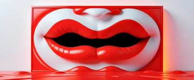 Surreal 3D Render Of Giant Red Lips