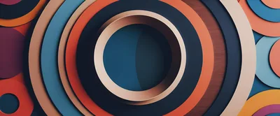 Abstract Concentric Circles With Layered Geometric Shapes