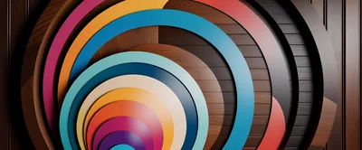 Abstract Concentric Circles With Wooden Texture Background