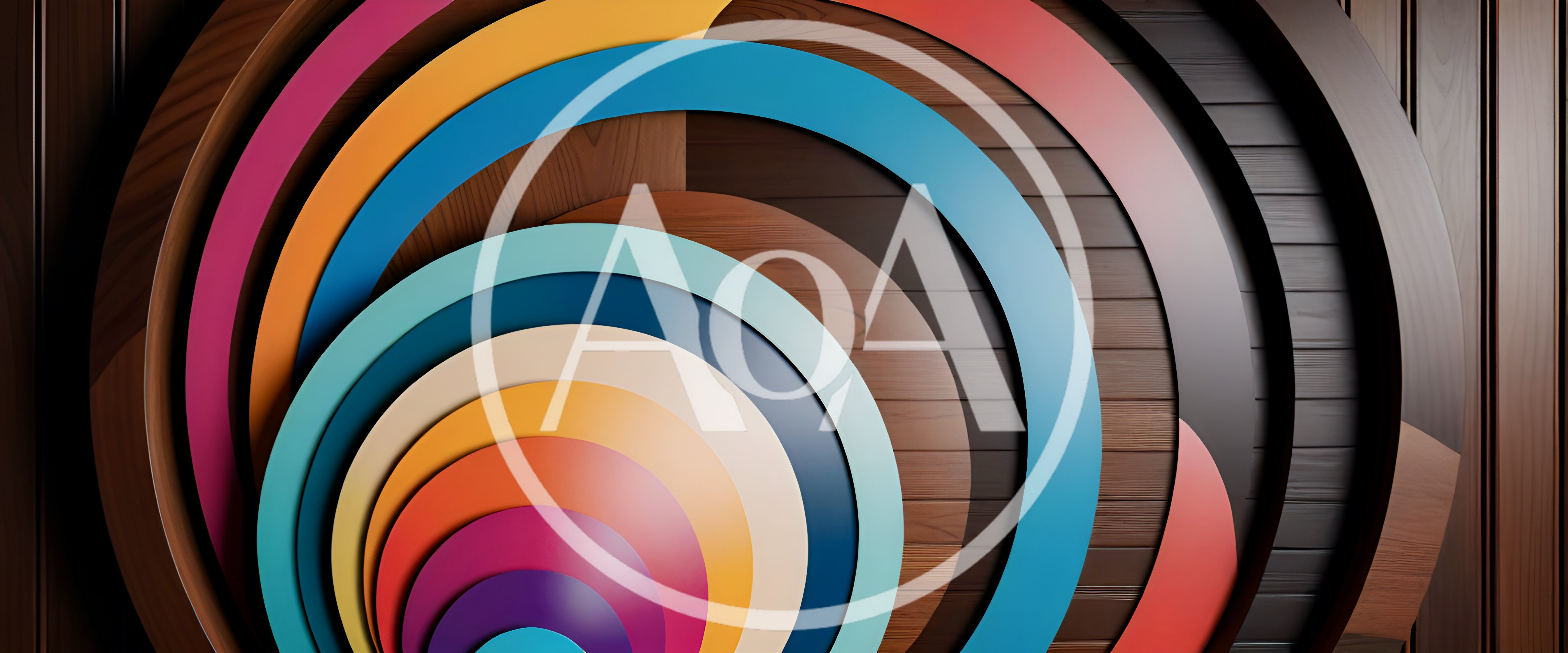 Abstract Concentric Circles With Wooden Texture Background