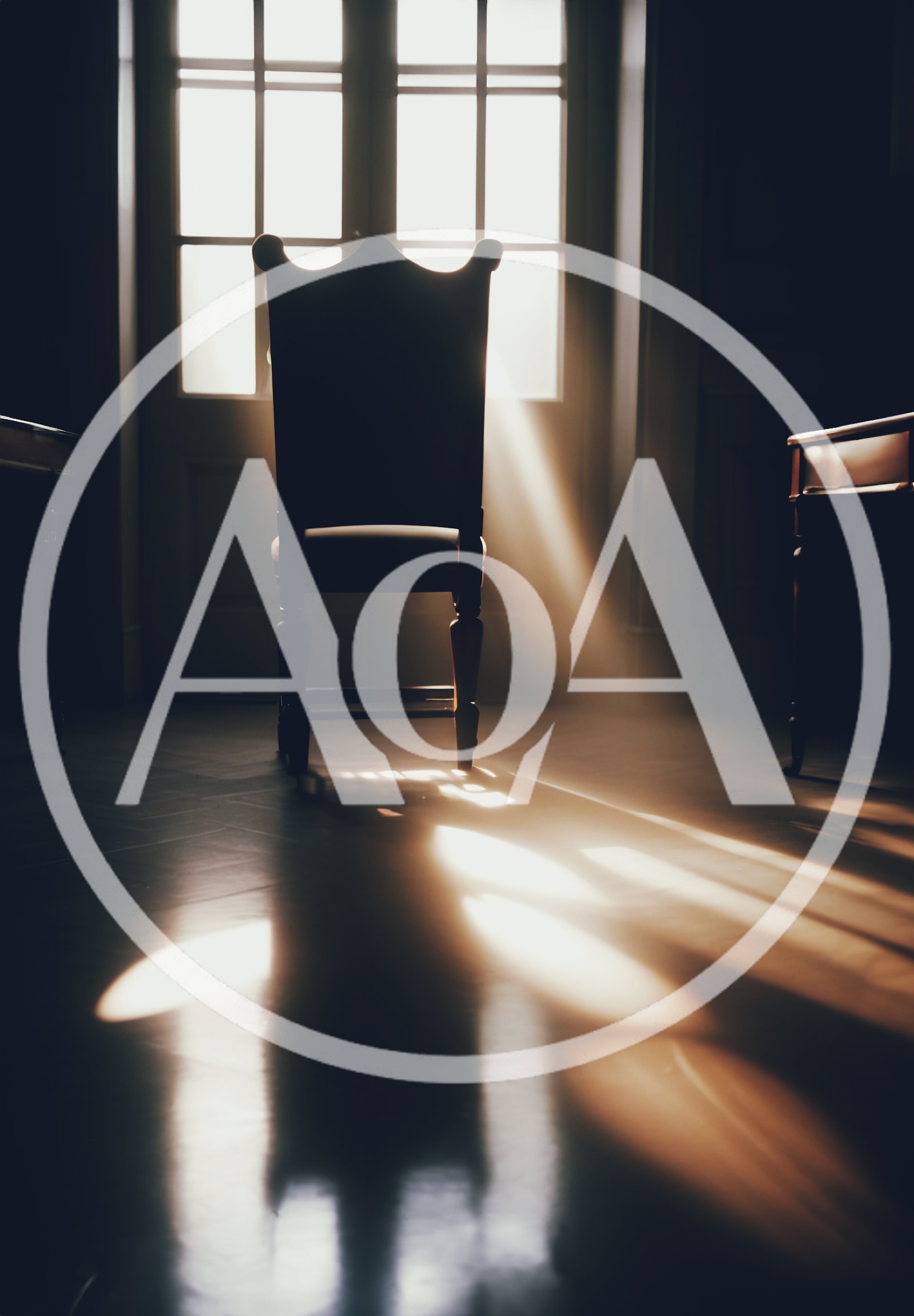 Single Wooden Chair Silhouetted Against Bright Window Light