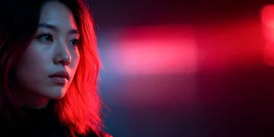 Portrait Of A Young Woman With Neon Lighting