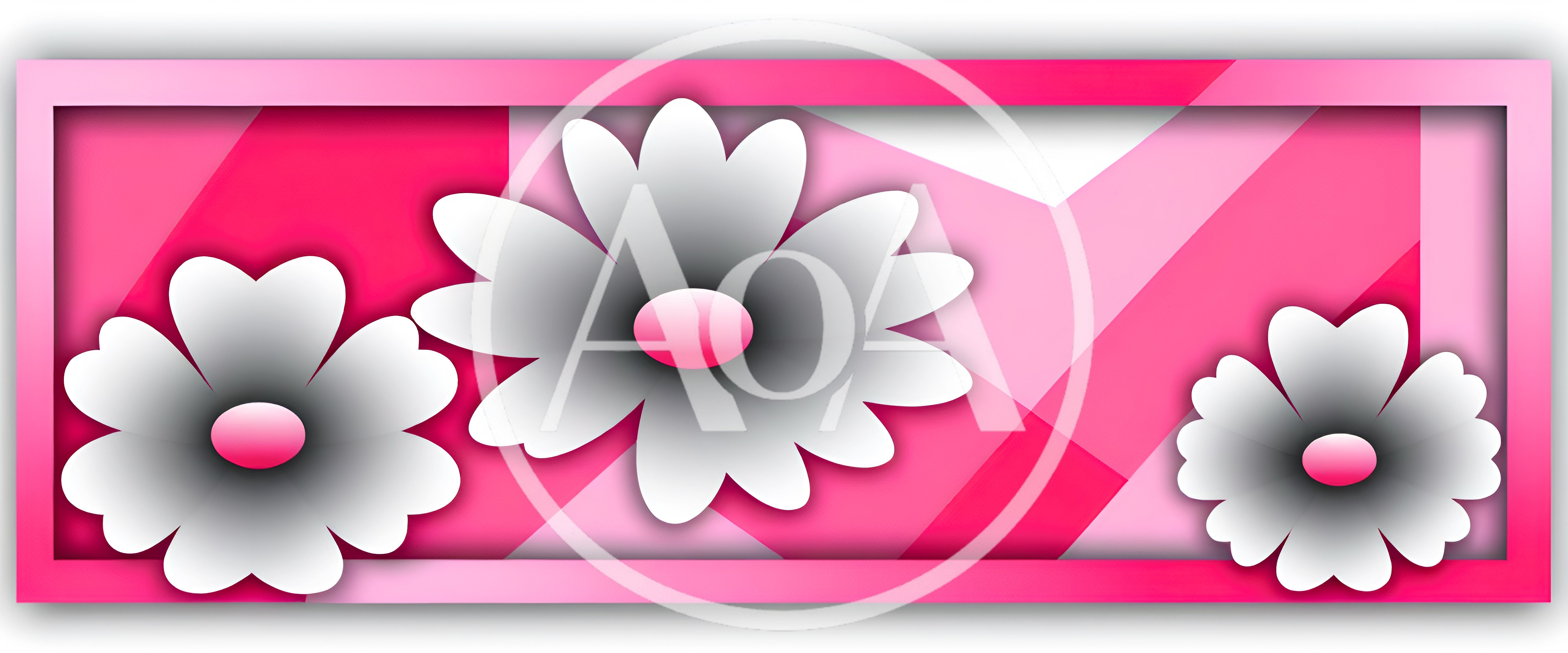 Abstract Pink Background With Stylized White Flowers