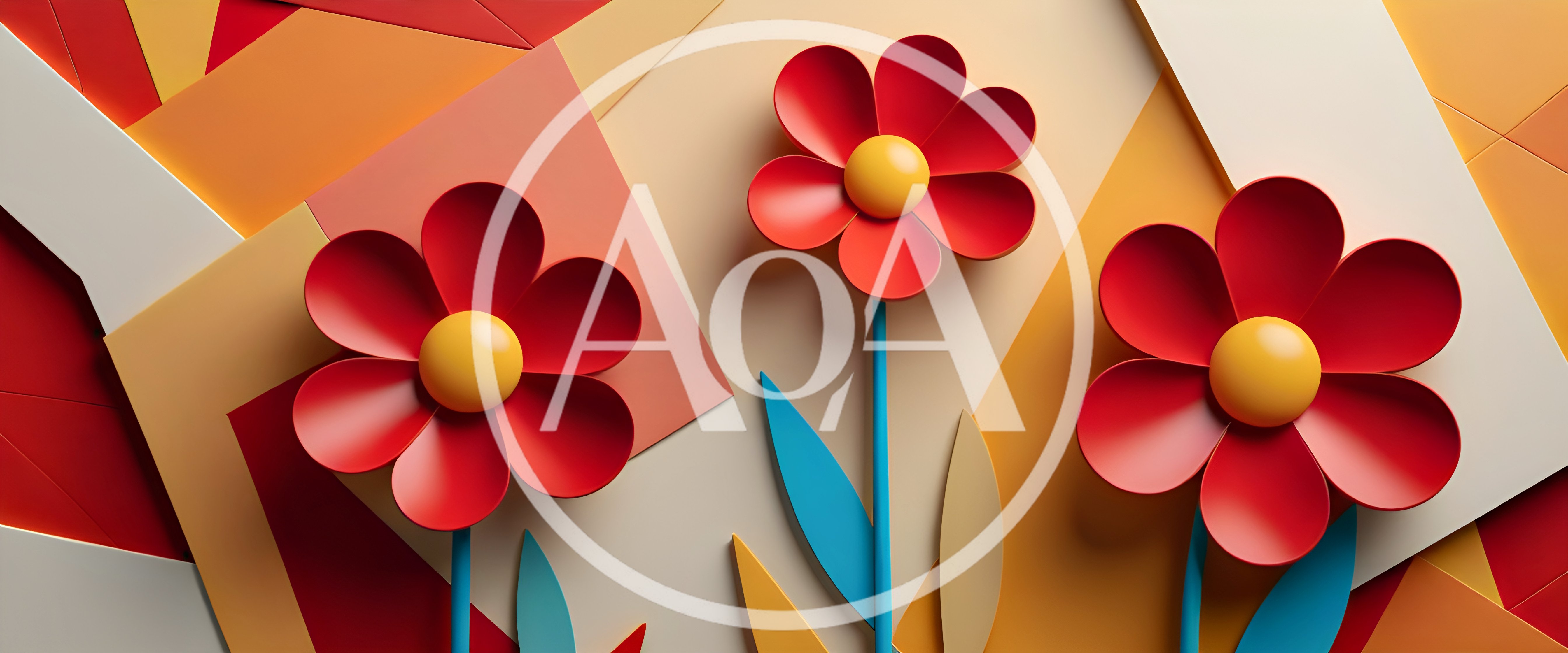 3D Paper Cutout Style Red Flowers Illustration