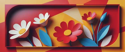 3D Paper Cutout Floral Composition