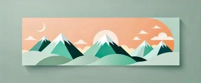 Minimalist Paper Cutout Mountain Landscape Illustration